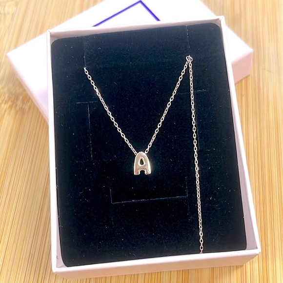 Brand New 14K Gold Plated Sterling Silver Bubble Letter Balloon “A” Necklace - Picture 3 of 15